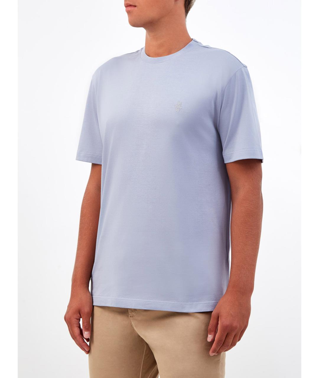 ELEVENTY Голубая хлопковая футболка, фото 3