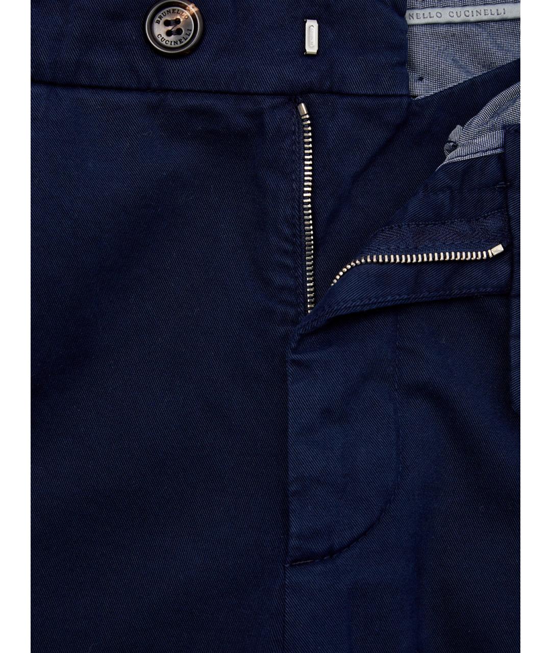 BRUNELLO CUCINELLI Синие хлопковые повседневные брюки, фото 6