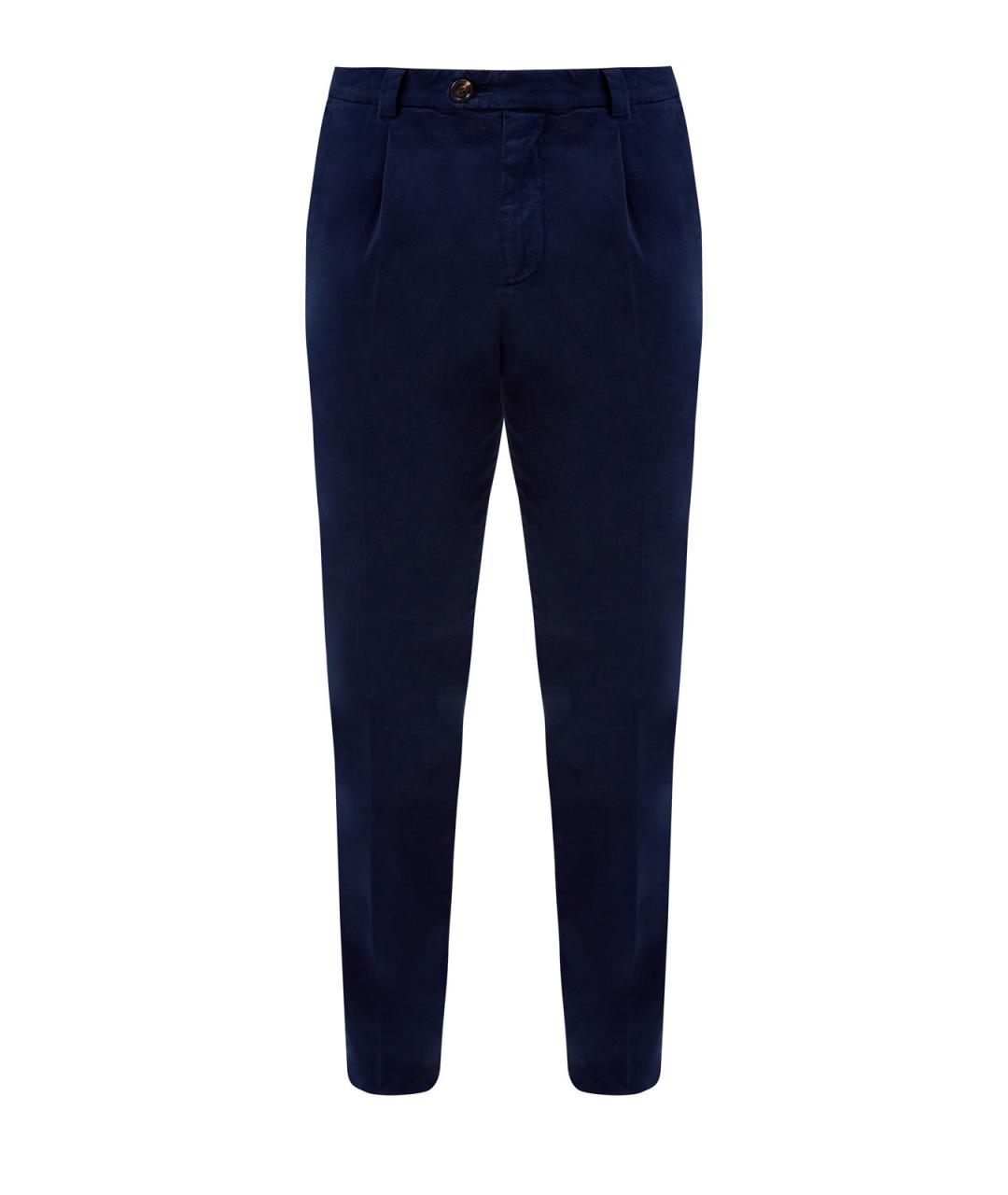 BRUNELLO CUCINELLI Синие хлопковые повседневные брюки, фото 1