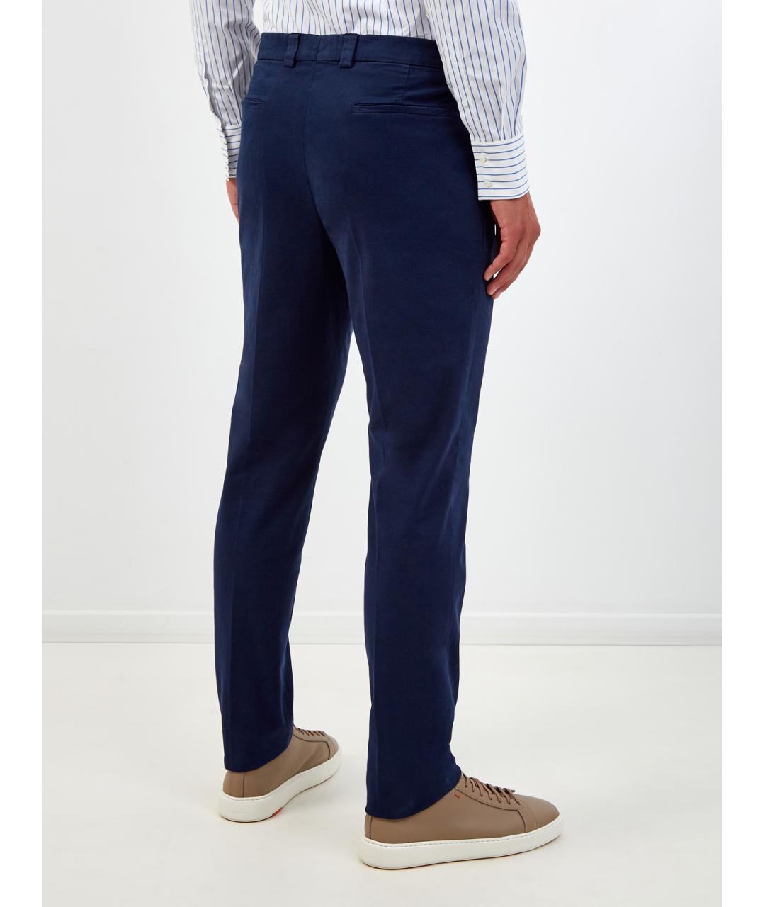 BRUNELLO CUCINELLI Синие хлопковые повседневные брюки, фото 4