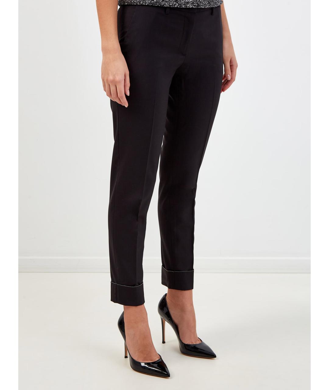 FABIANA FILIPPI Черные шерстяные прямые брюки, фото 3