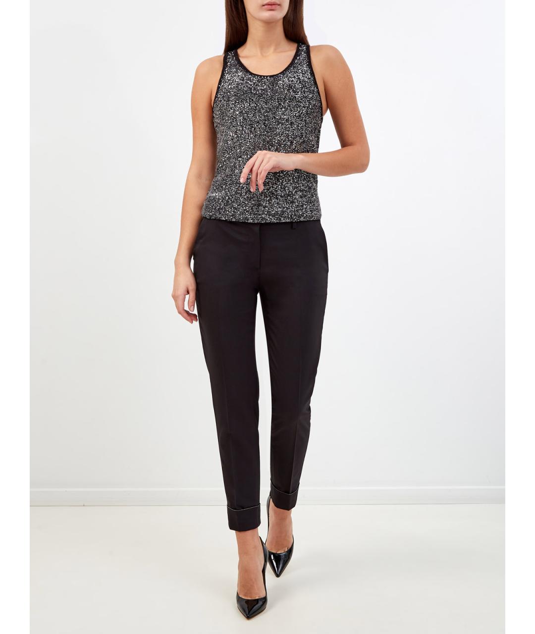 FABIANA FILIPPI Черные шерстяные прямые брюки, фото 2