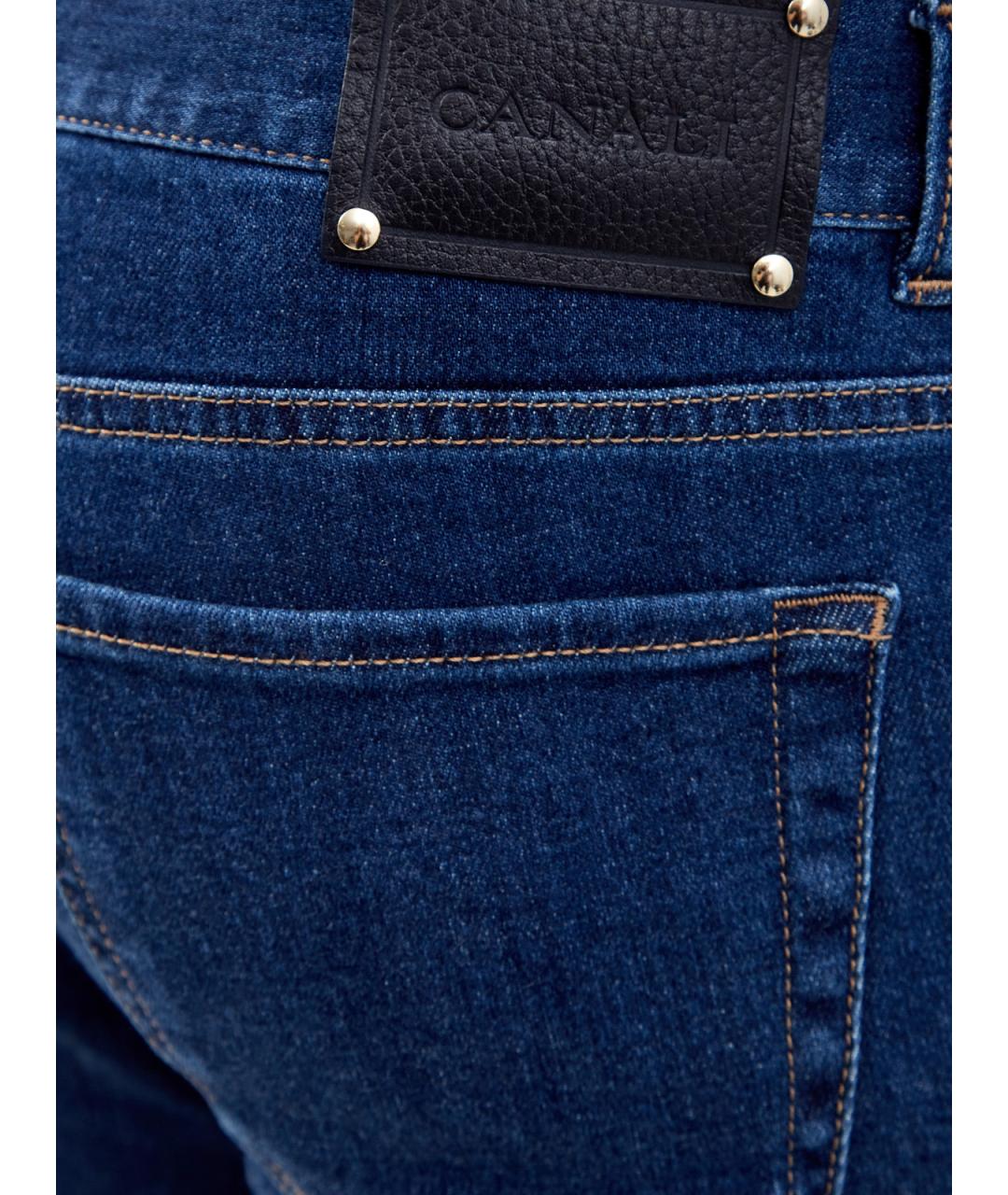 CANALI Синие хлопковые прямые джинсы, фото 5