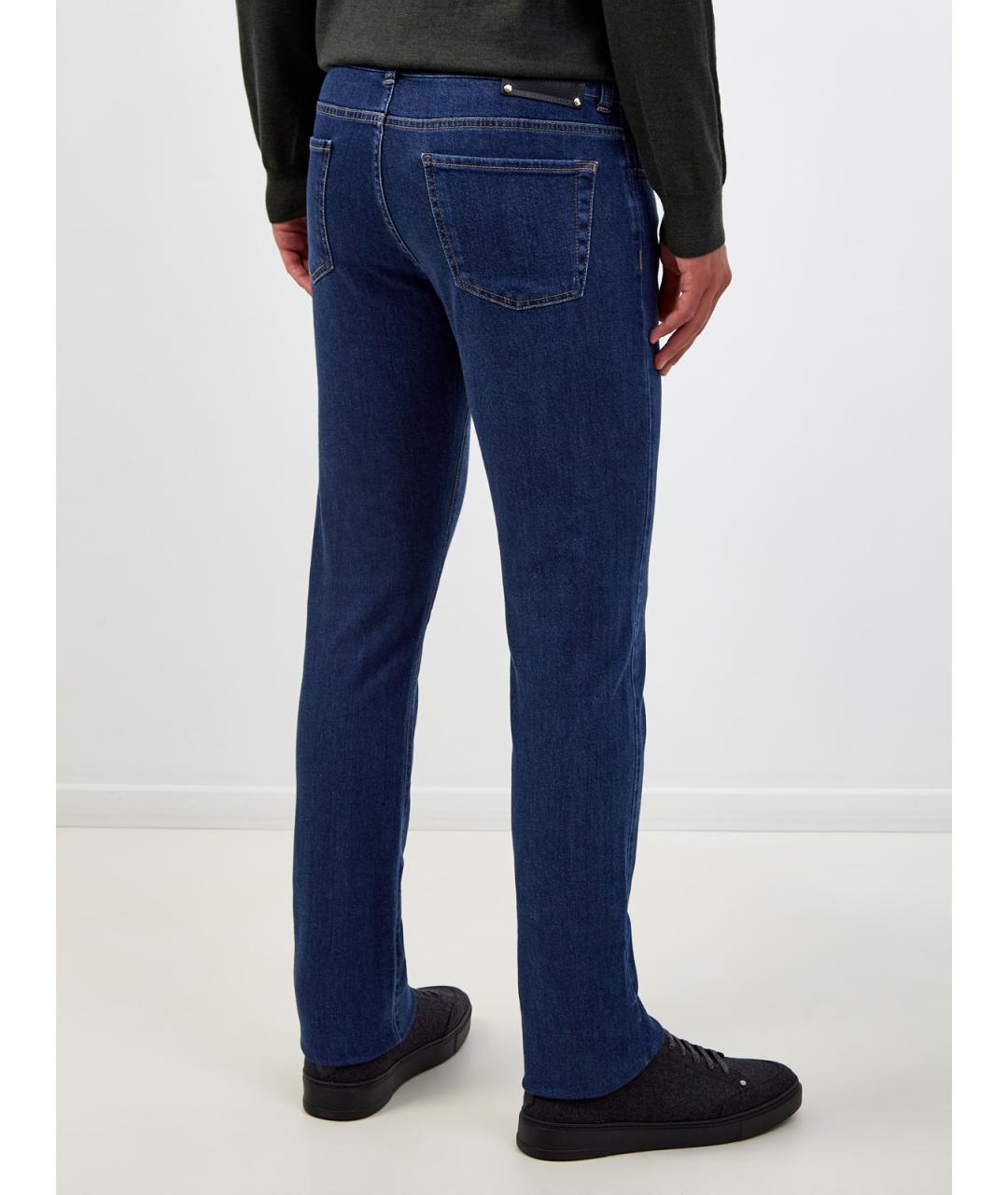 CANALI Синие хлопковые прямые джинсы, фото 4