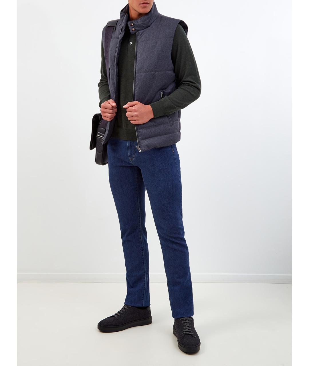 CANALI Синие хлопковые прямые джинсы, фото 2