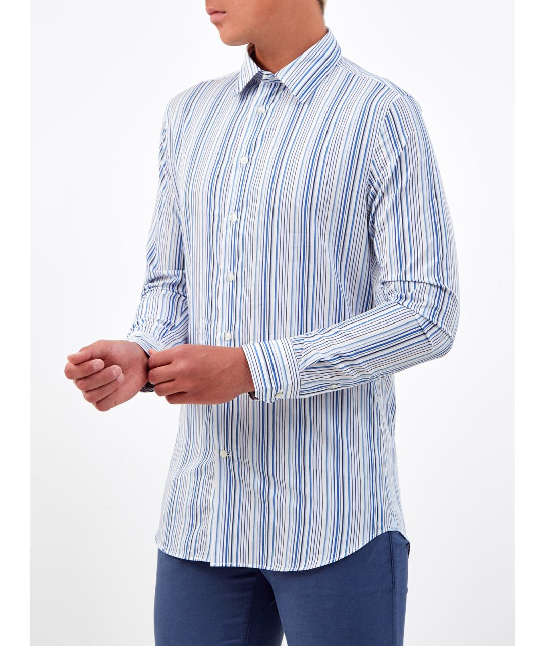ETRO Голубая хлопковая классическая рубашка, фото 3
