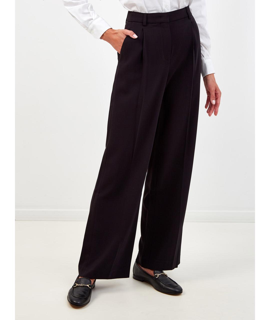 LORENA ANTONIAZZI Черные вискозные брюки широкие, фото 3