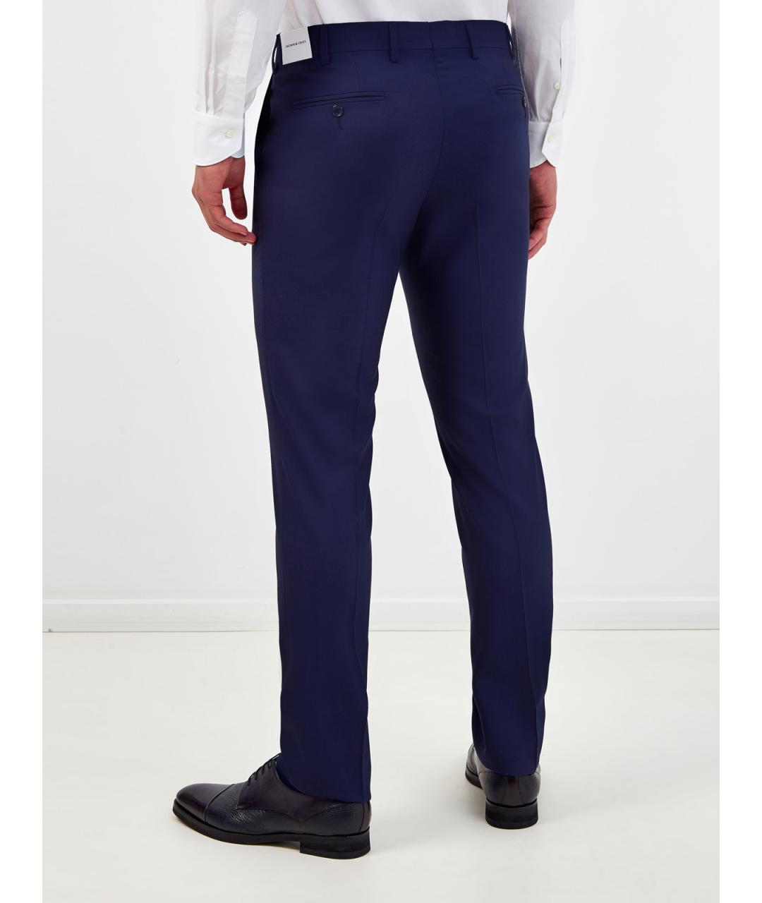 L.B.M. 1911 Синие шерстяные классические брюки, фото 4