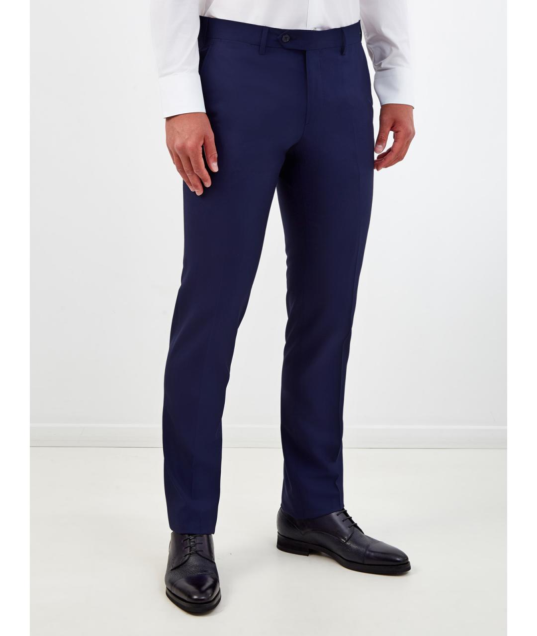 L.B.M. 1911 Синие шерстяные классические брюки, фото 3