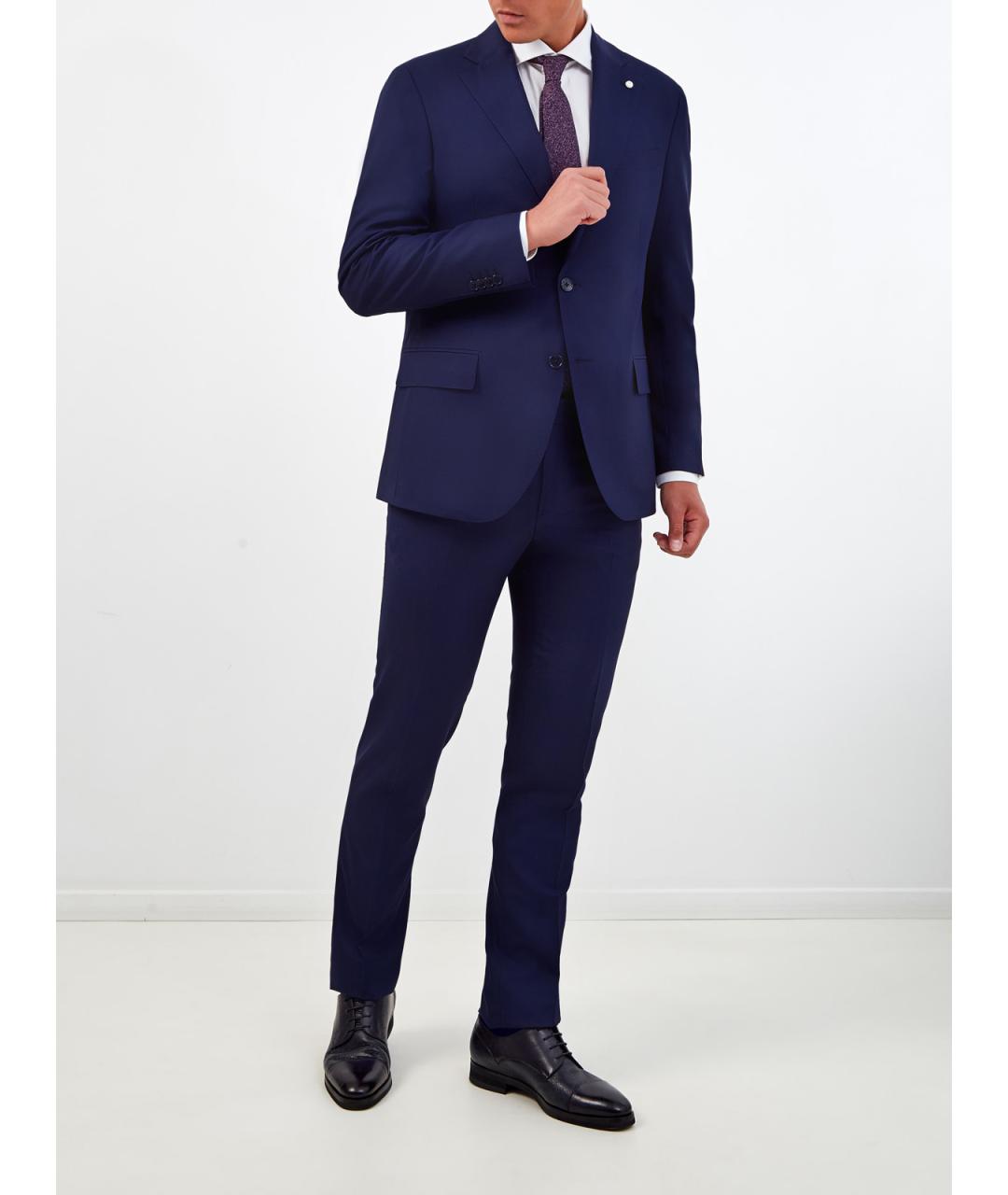 L.B.M. 1911 Синие шерстяные классические брюки, фото 2