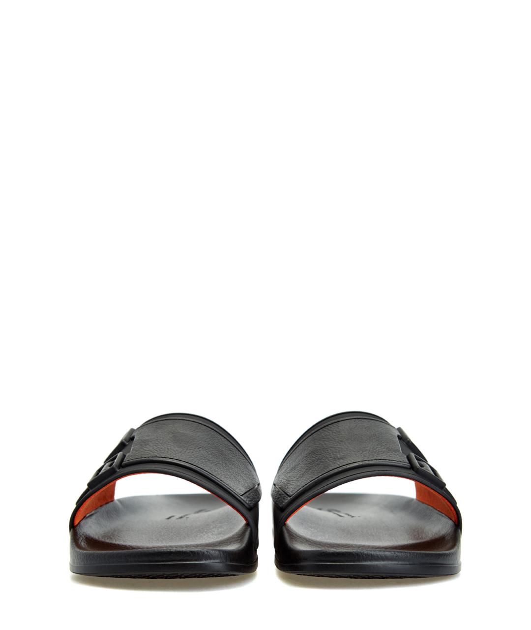 SANTONI Черные резиновые шлепанцы, фото 5