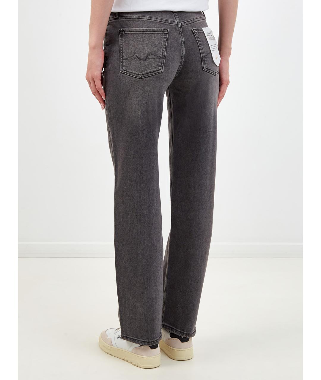 7 FOR ALL MANKIND Серые хлопковые прямые джинсы, фото 4