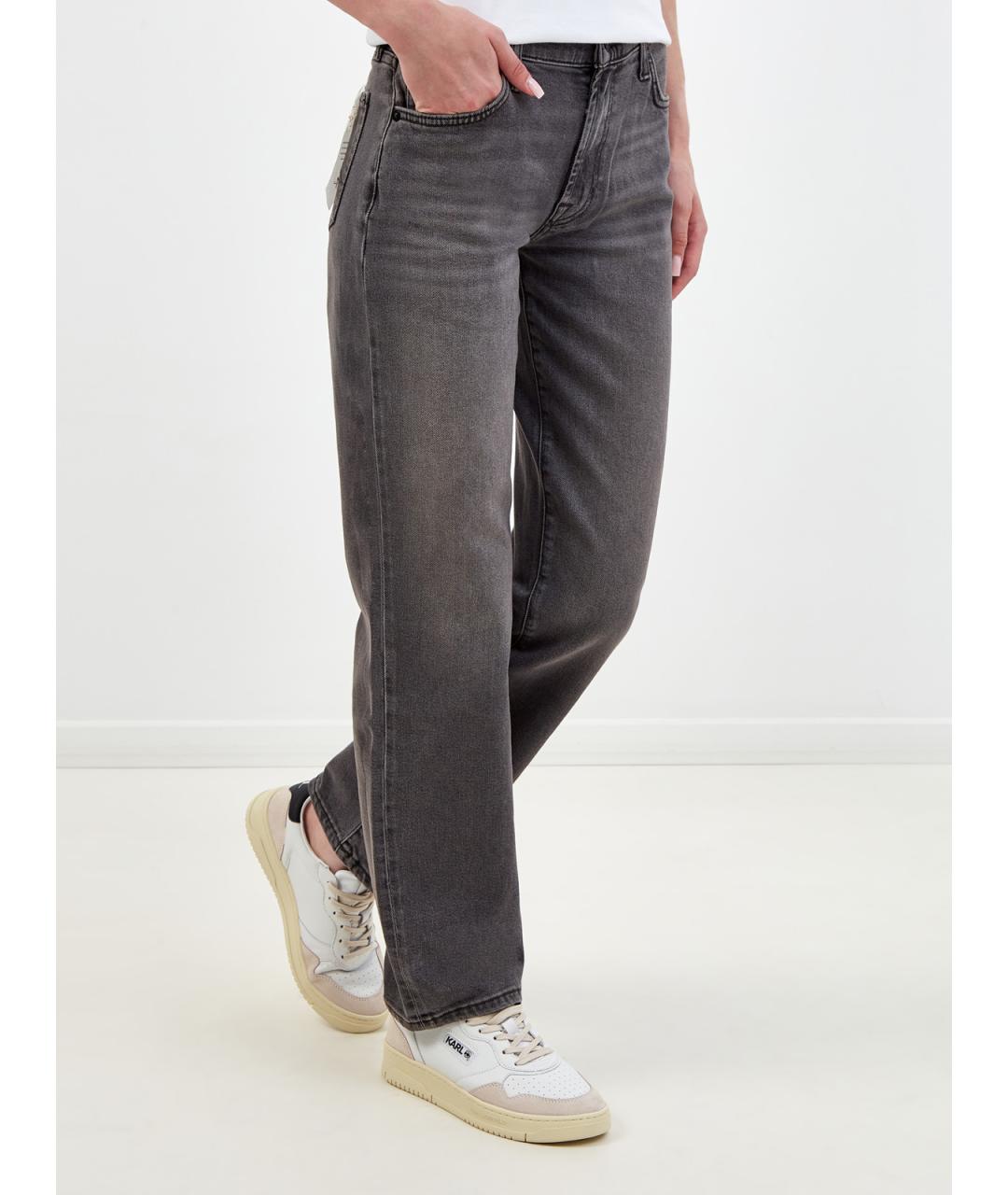 7 FOR ALL MANKIND Серые хлопковые прямые джинсы, фото 3