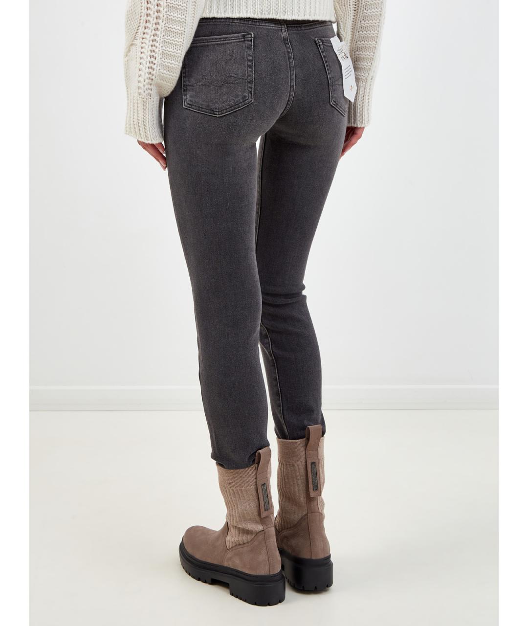 7 FOR ALL MANKIND Серые хлопковые джинсы слим, фото 4