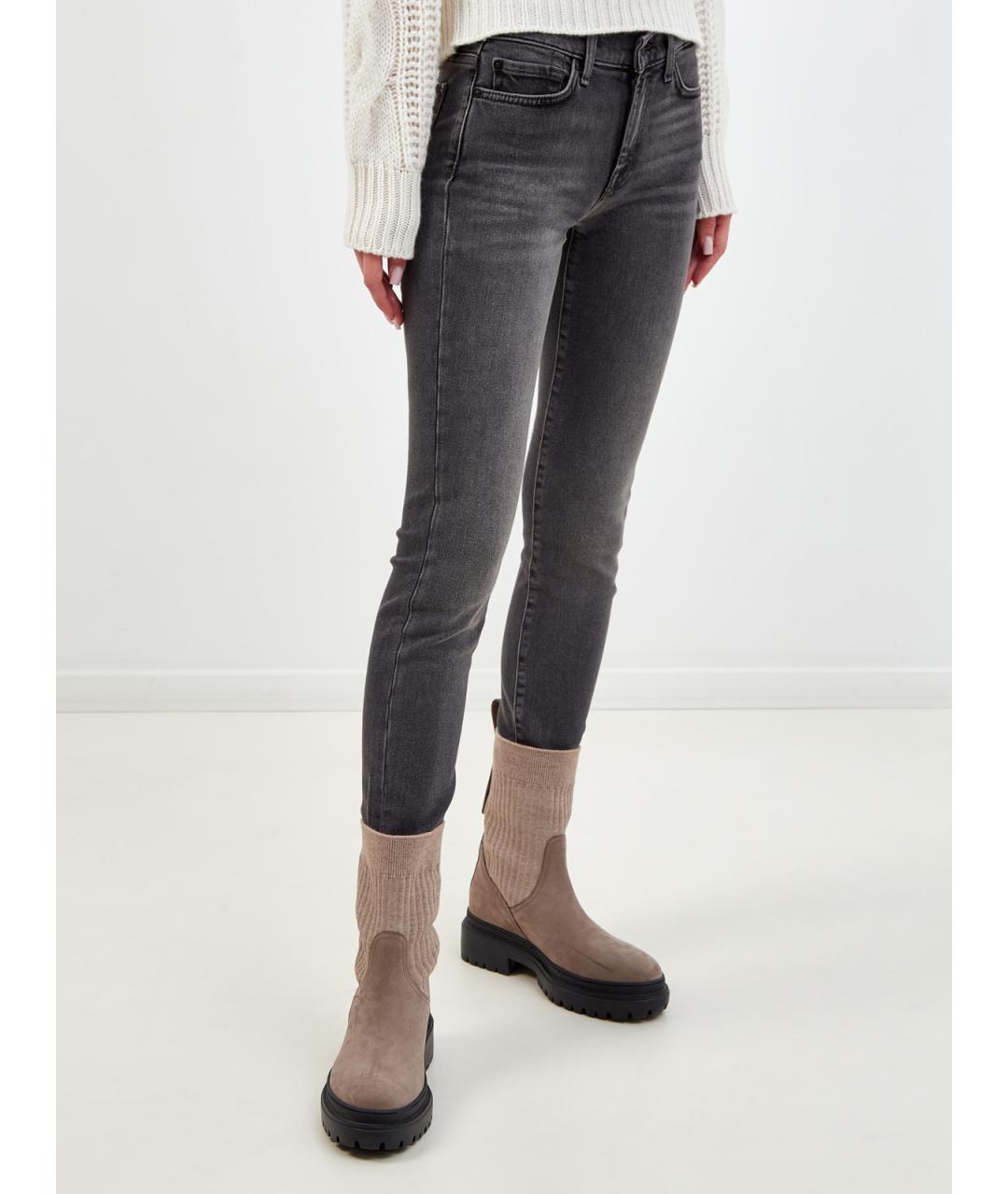 7 FOR ALL MANKIND Серые хлопковые джинсы слим, фото 3