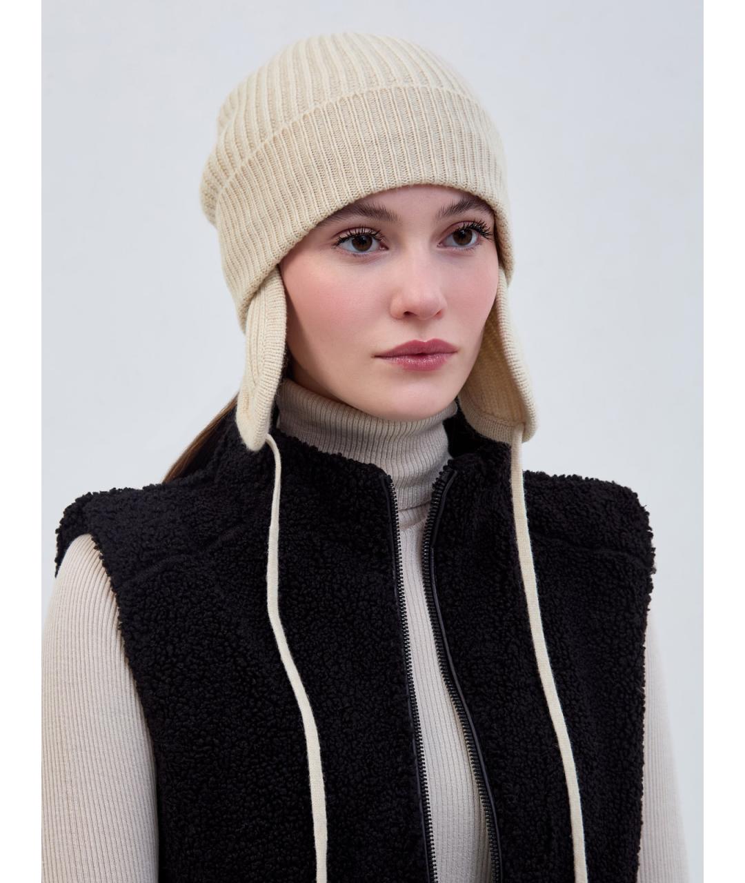 BRUNELLO CUCINELLI Бежевая кашемировая шапка, фото 2