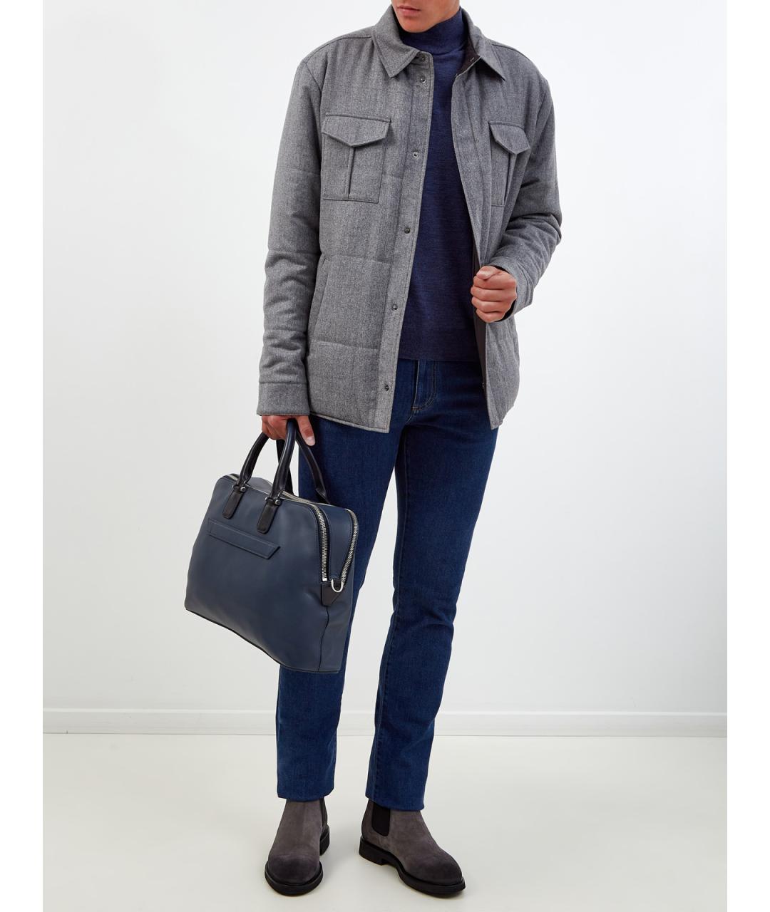 CANALI Синяя шерстяная водолазка, фото 2