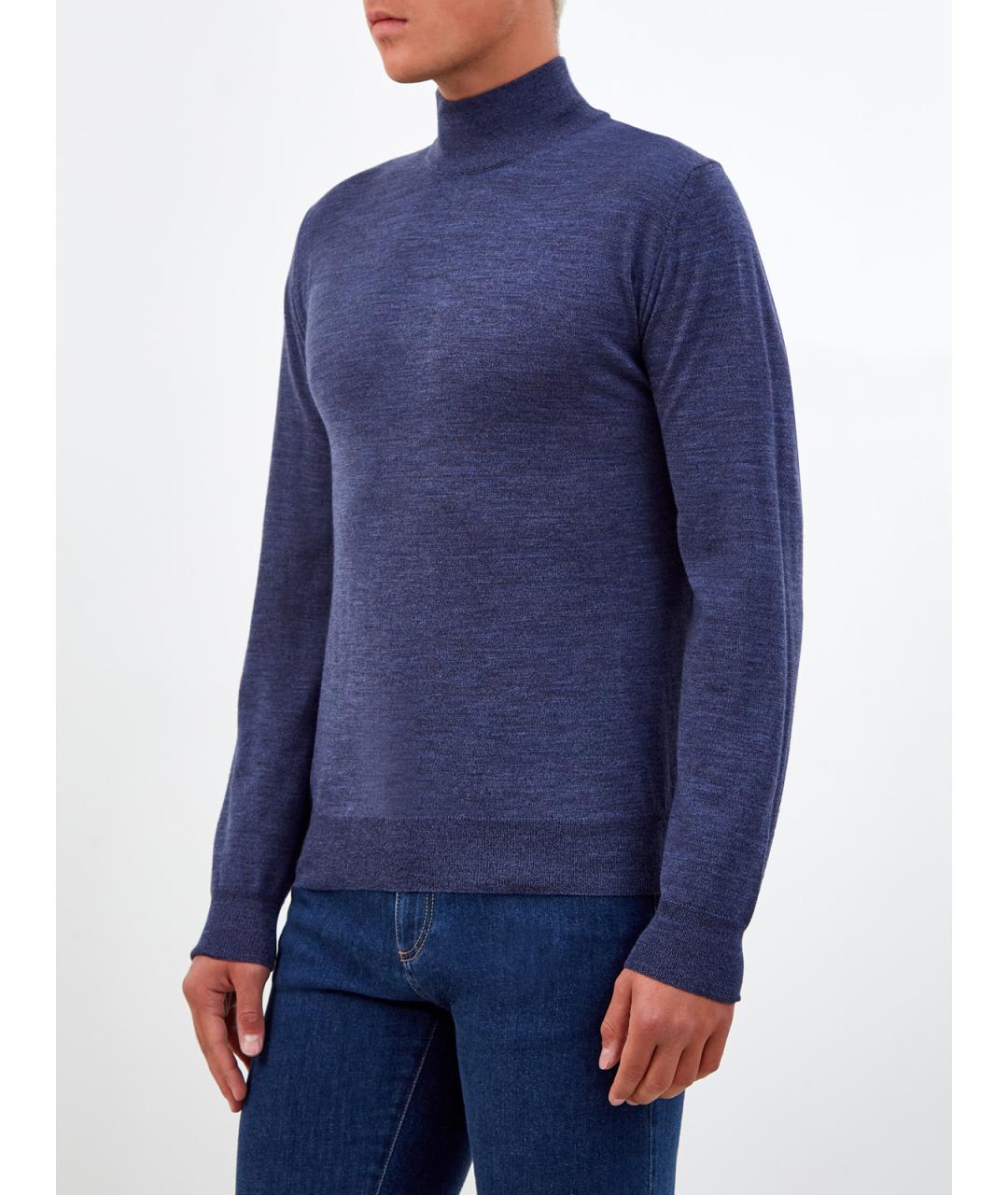 CANALI Синяя шерстяная водолазка, фото 3