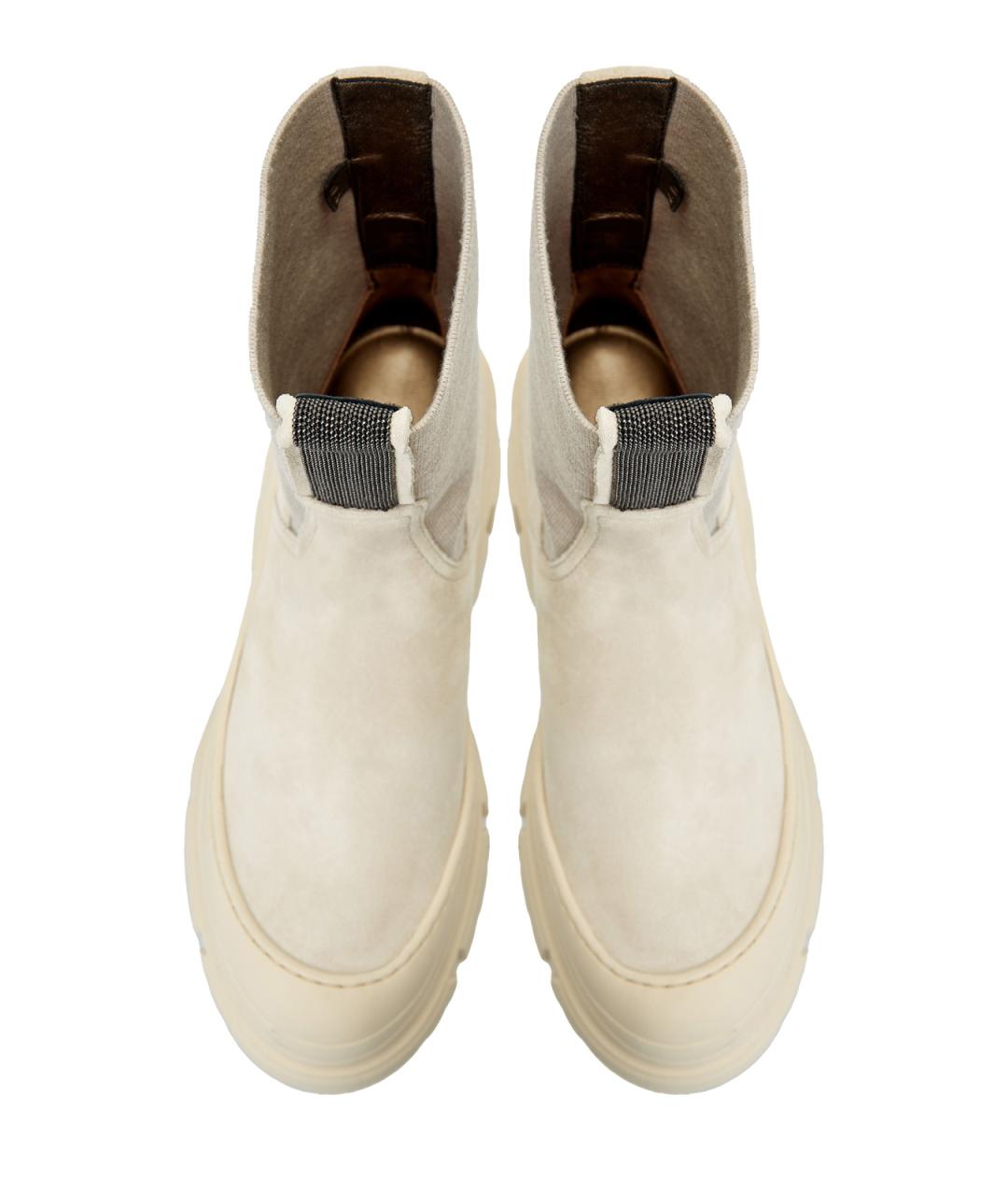BRUNELLO CUCINELLI Бежевые замшевые ботинки, фото 5