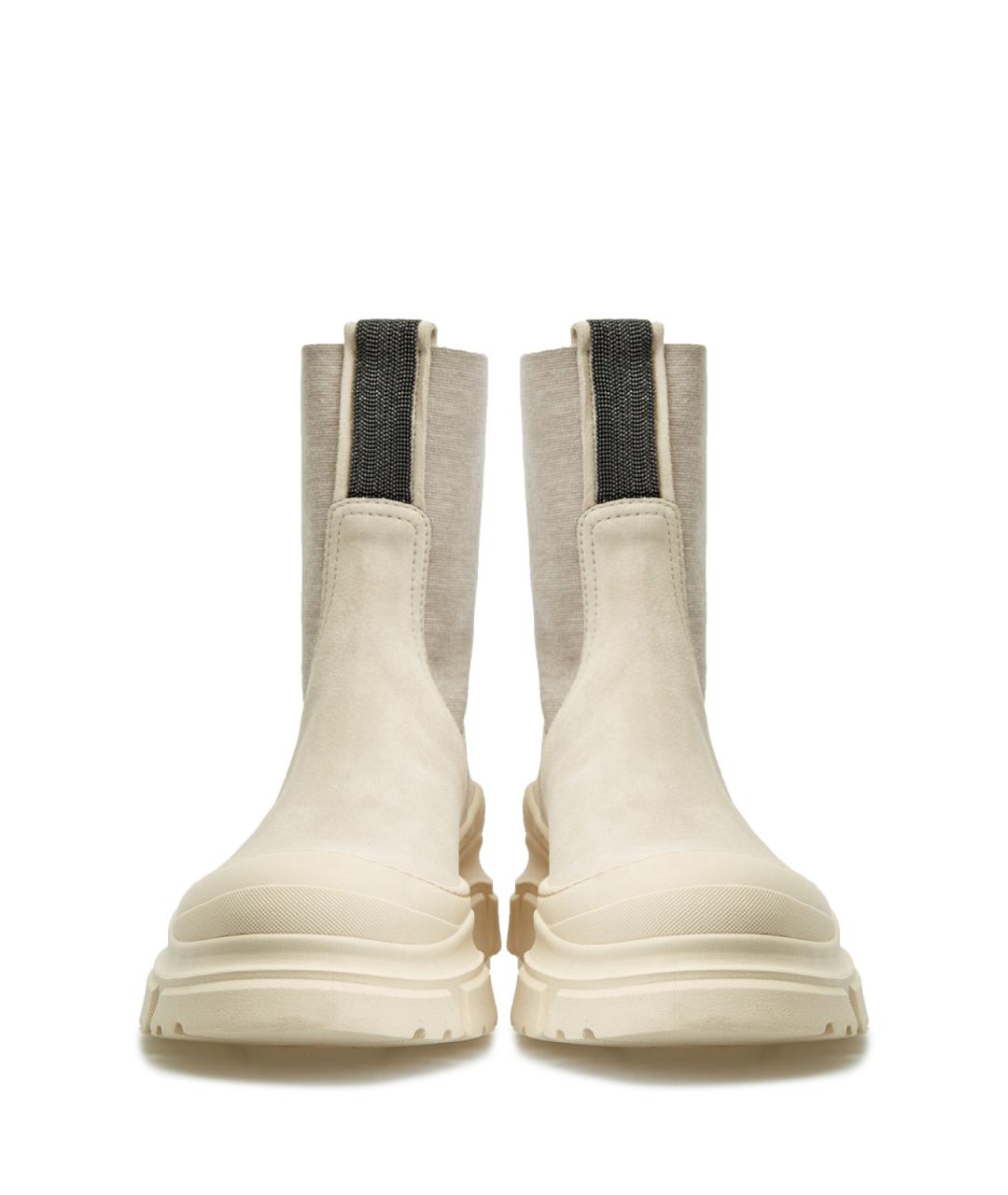 BRUNELLO CUCINELLI Бежевые замшевые ботинки, фото 6