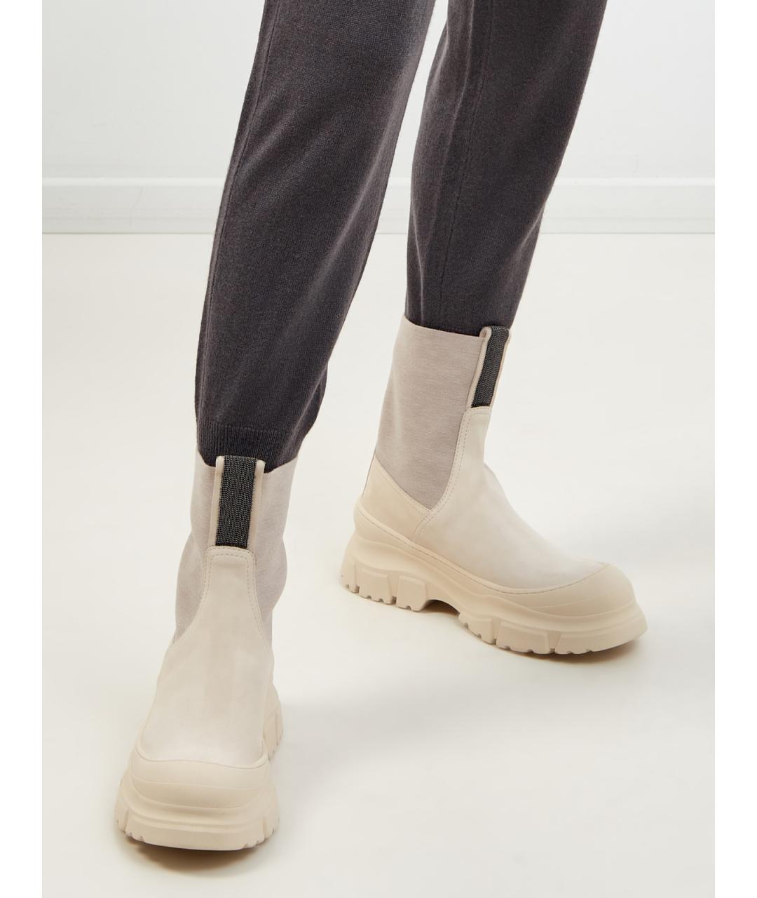 BRUNELLO CUCINELLI Бежевые замшевые ботинки, фото 2