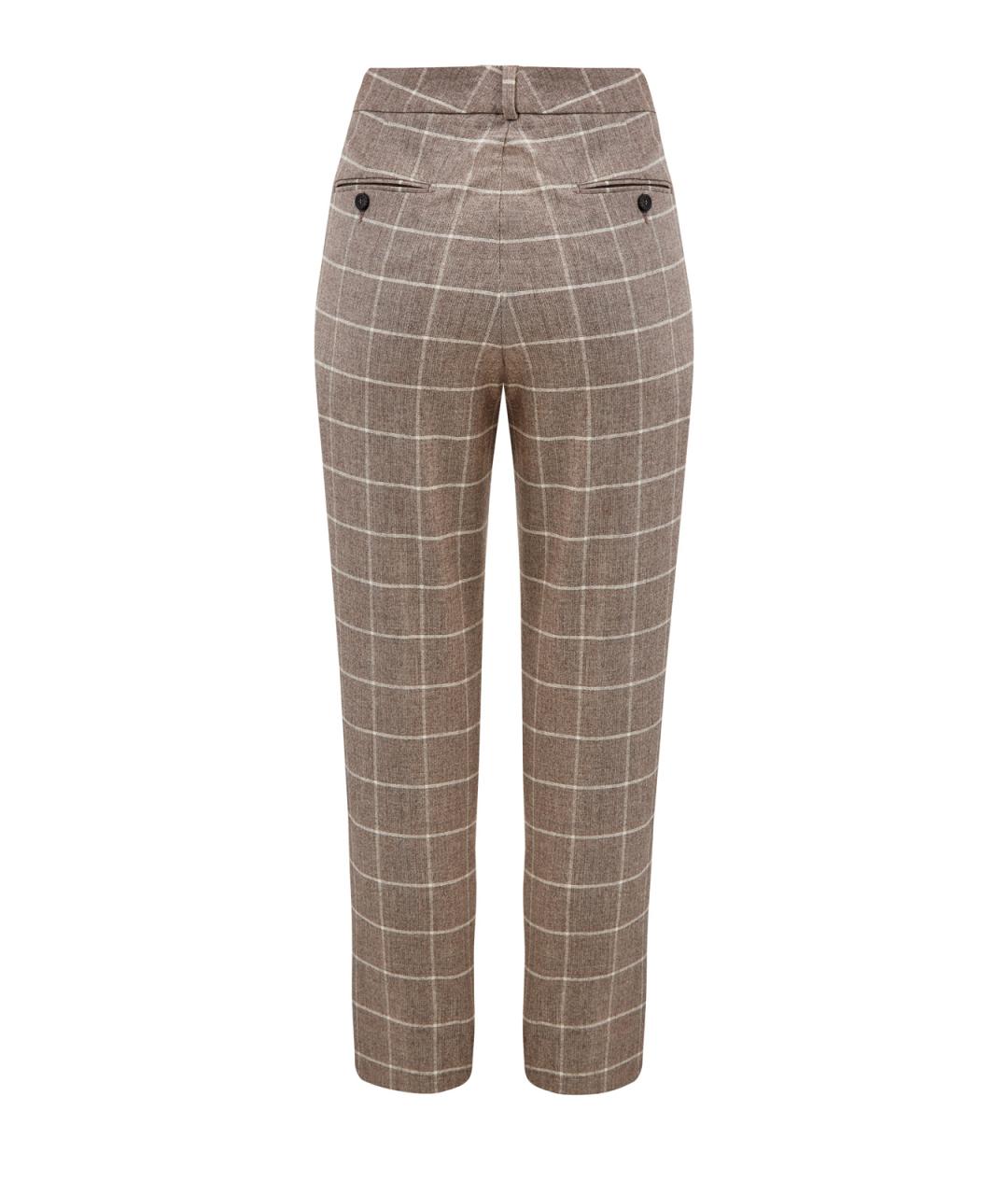 PESERICO Коричневые шерстяные брюки узкие, фото 2