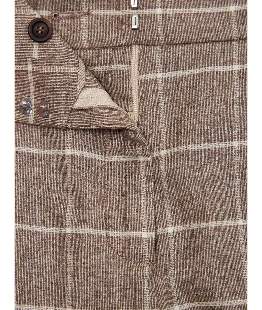 PESERICO Коричневые шерстяные брюки узкие, фото 4