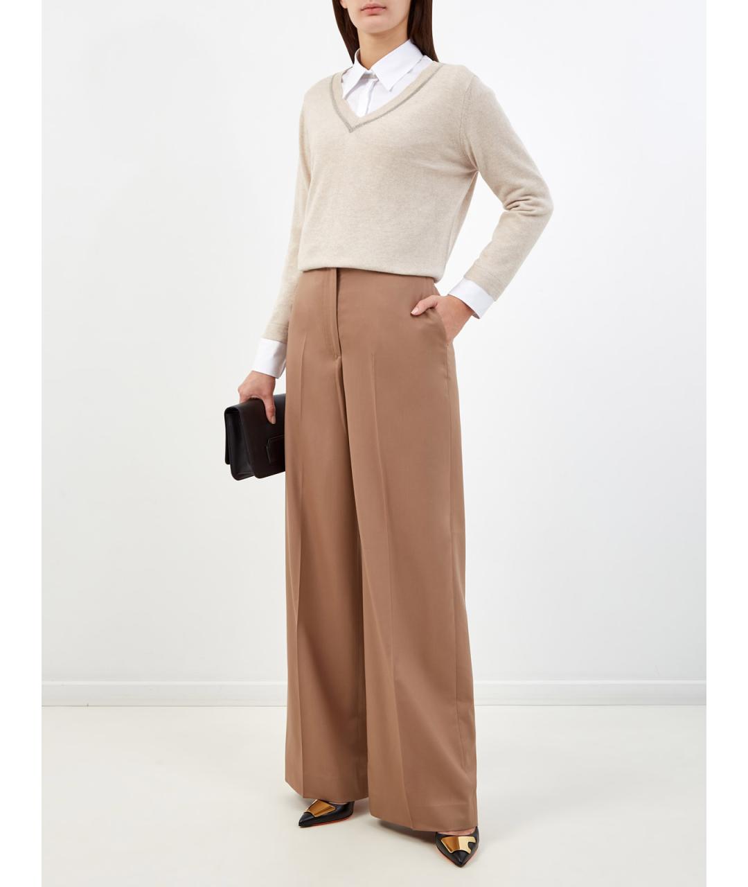 FABIANA FILIPPI Бежевый шерстяной джемпер / свитер, фото 2