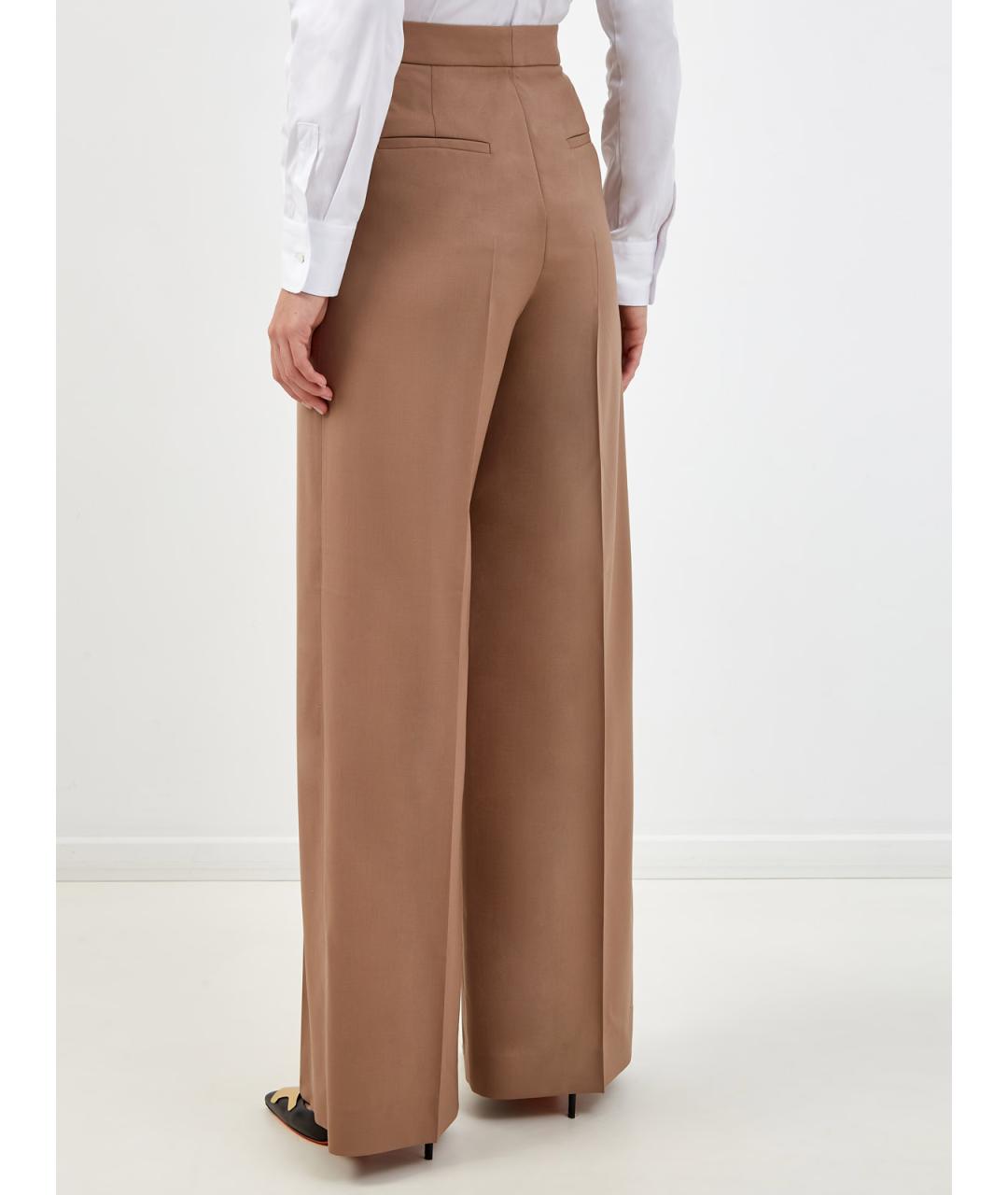 FABIANA FILIPPI Коричневые шерстяные прямые брюки, фото 4