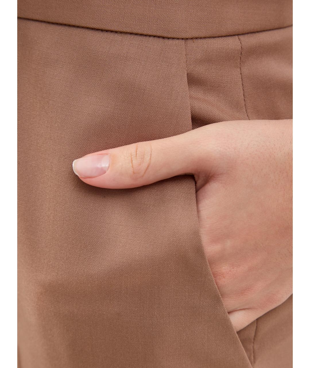FABIANA FILIPPI Коричневые шерстяные прямые брюки, фото 5