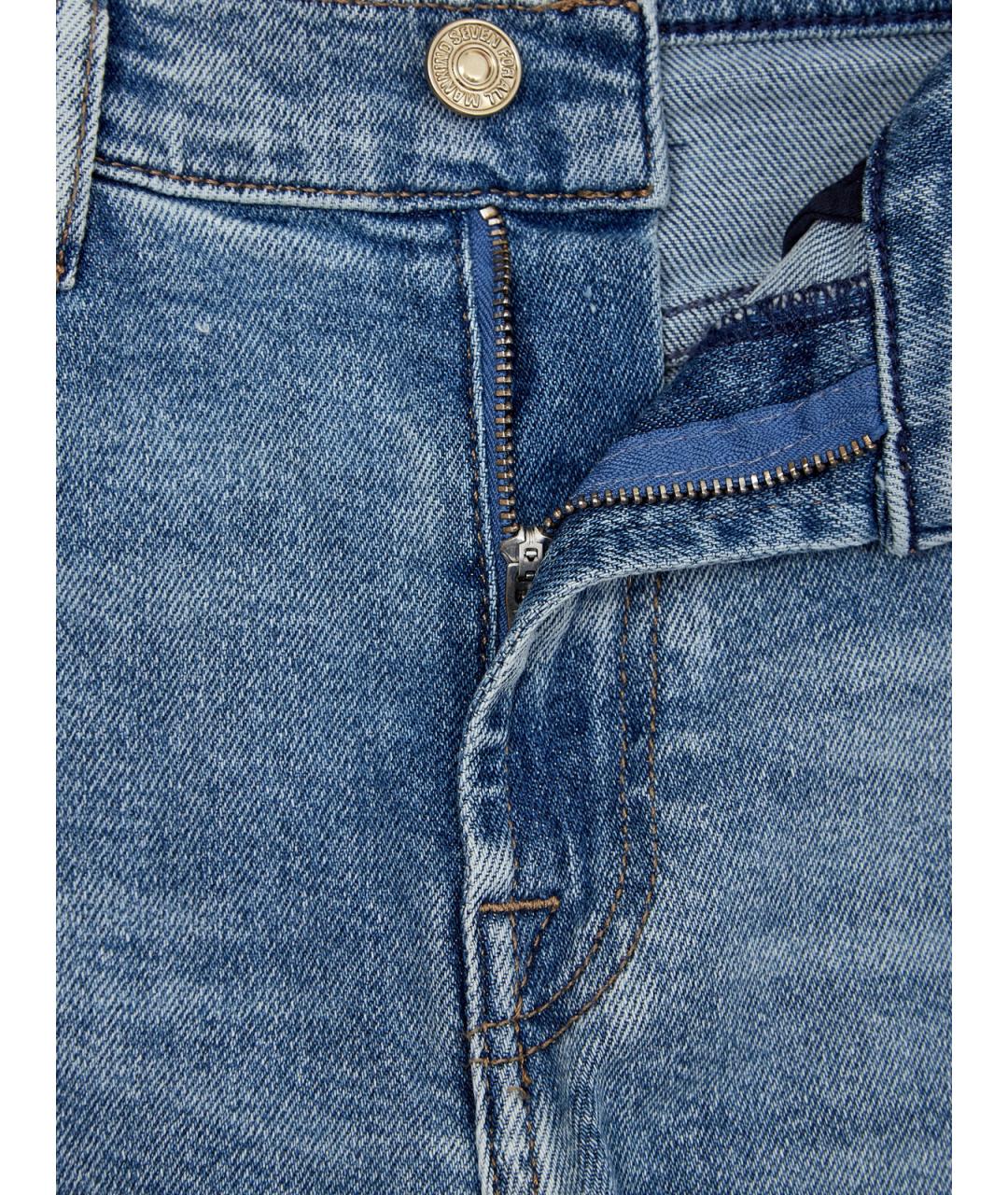 7 FOR ALL MANKIND Голубые хлопковые прямые джинсы, фото 6