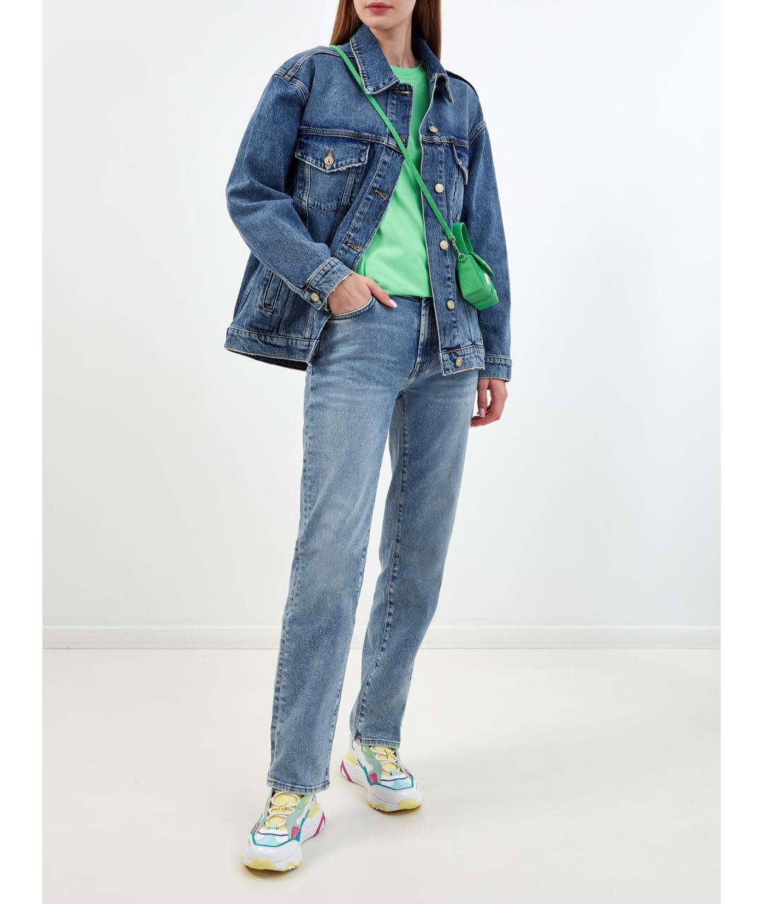 7 FOR ALL MANKIND Голубые хлопковые прямые джинсы, фото 2