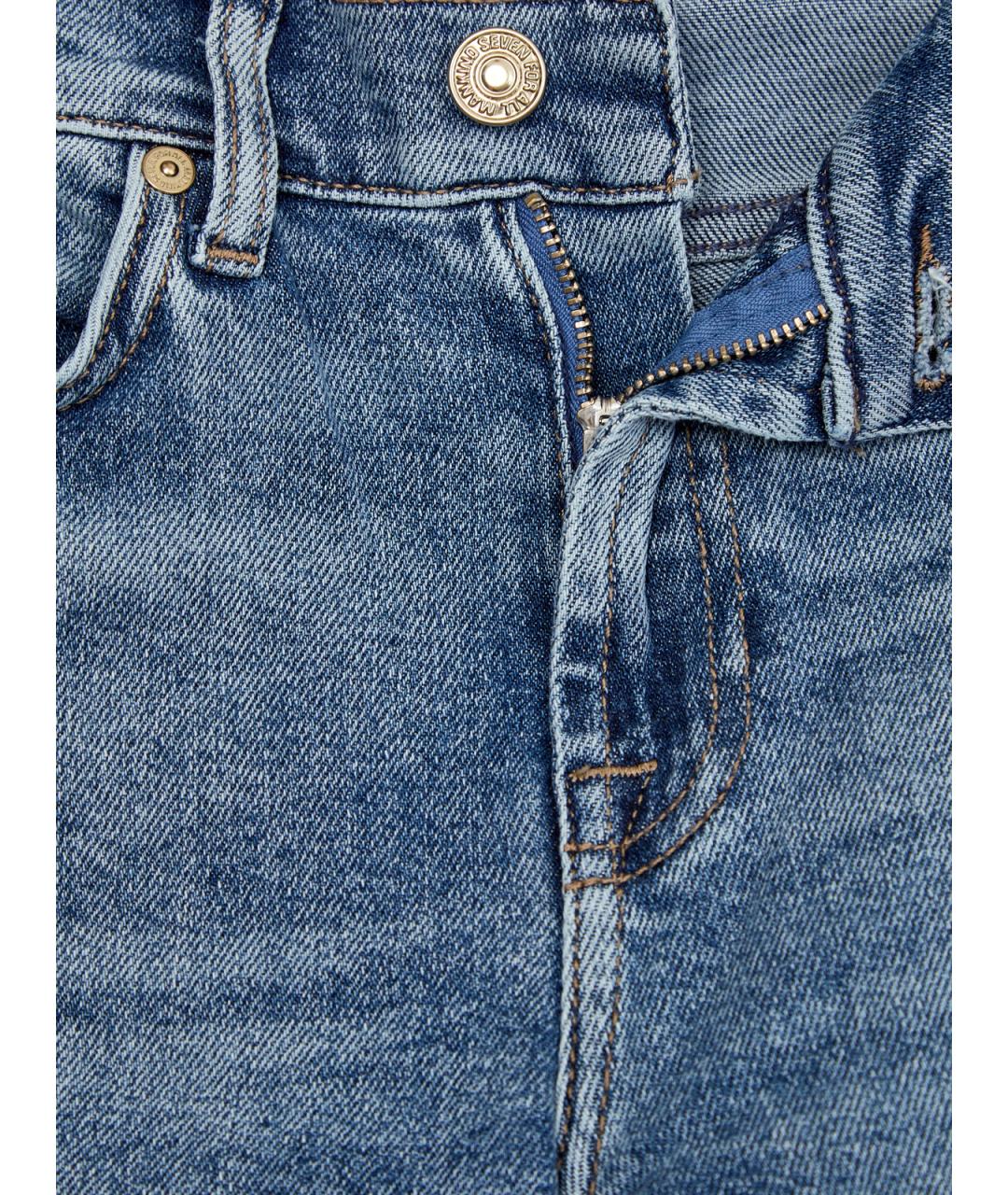 7 FOR ALL MANKIND Голубые хлопковые джинсы слим, фото 6
