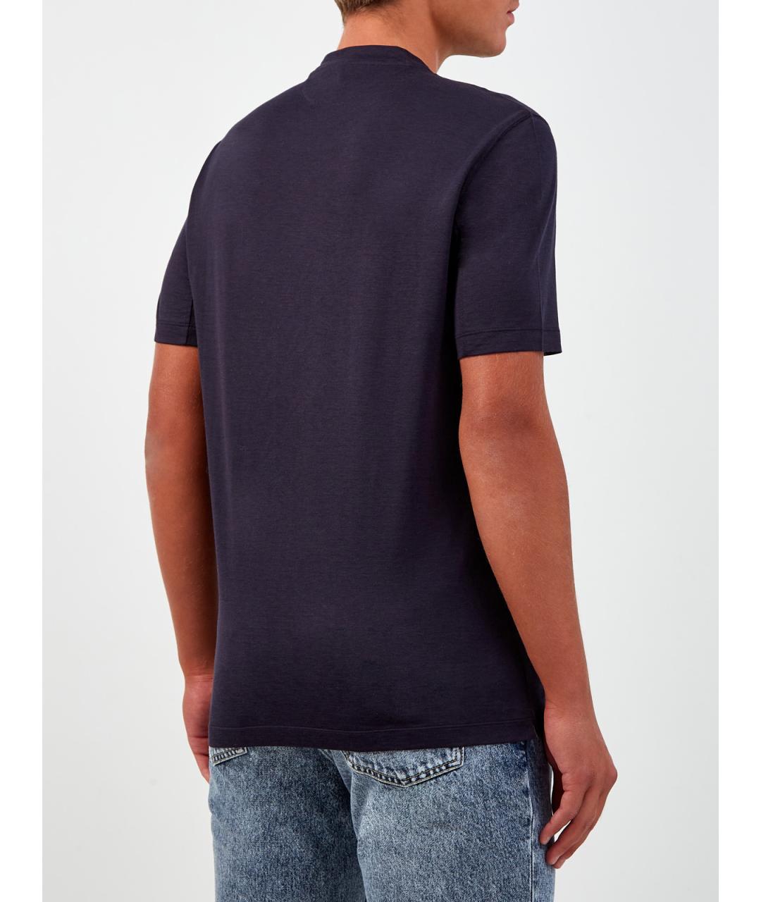BRUNELLO CUCINELLI Синяя футболка, фото 4