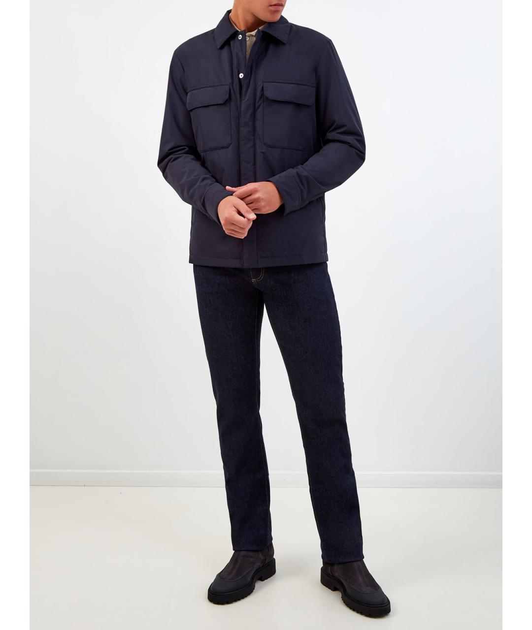 CANALI Синяя полиэстеровая куртка, фото 2