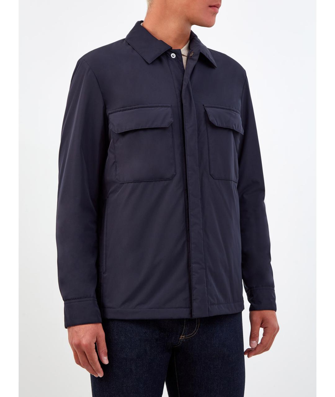 CANALI Синяя полиэстеровая куртка, фото 3