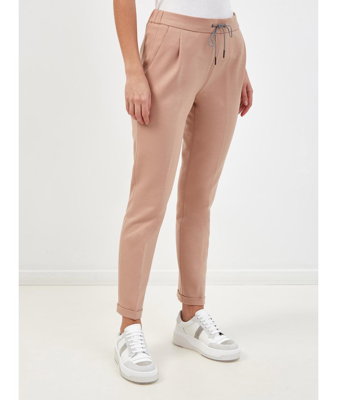 FABIANA FILIPPI Бежевые полиэстеровые прямые брюки, фото 3