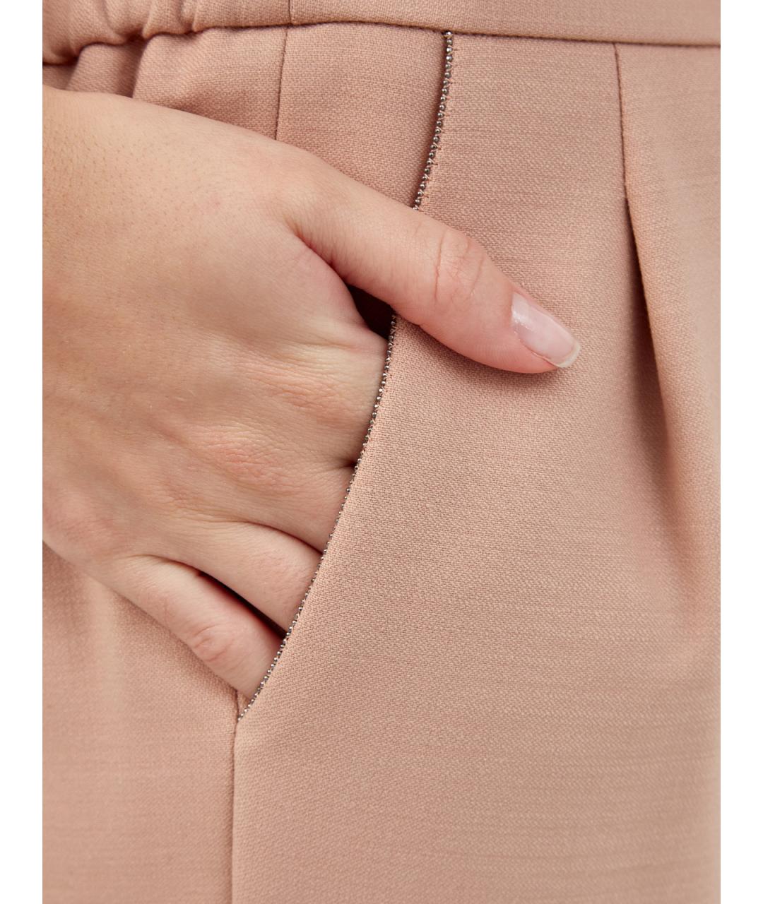 FABIANA FILIPPI Бежевые полиэстеровые прямые брюки, фото 5