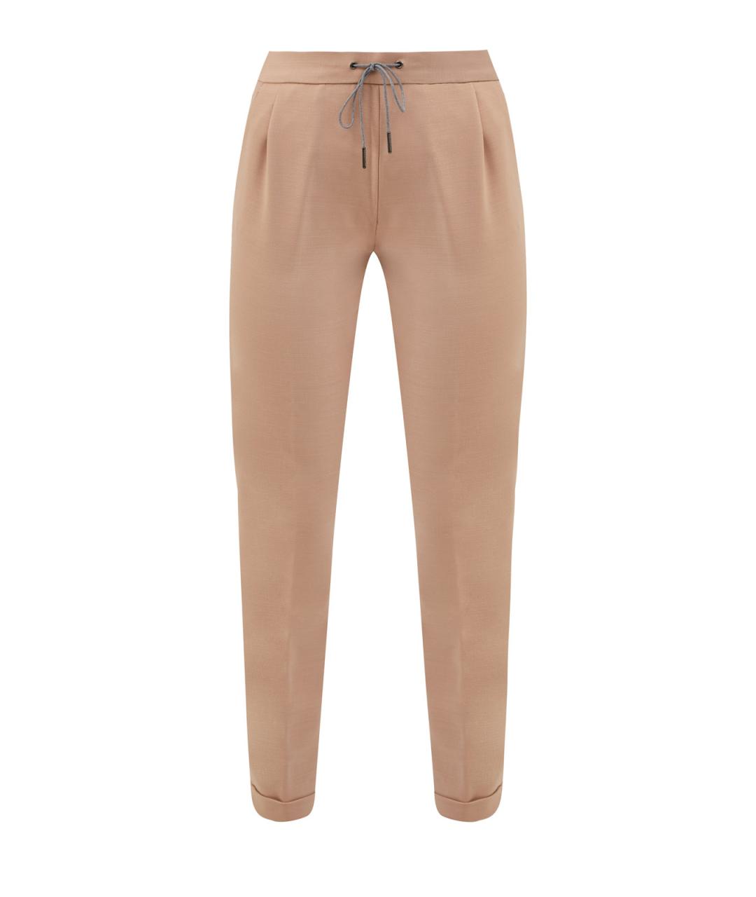 FABIANA FILIPPI Бежевые полиэстеровые прямые брюки, фото 1