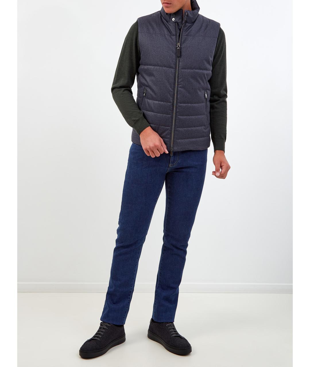 CANALI Синий полиэстеровый жилет, фото 2