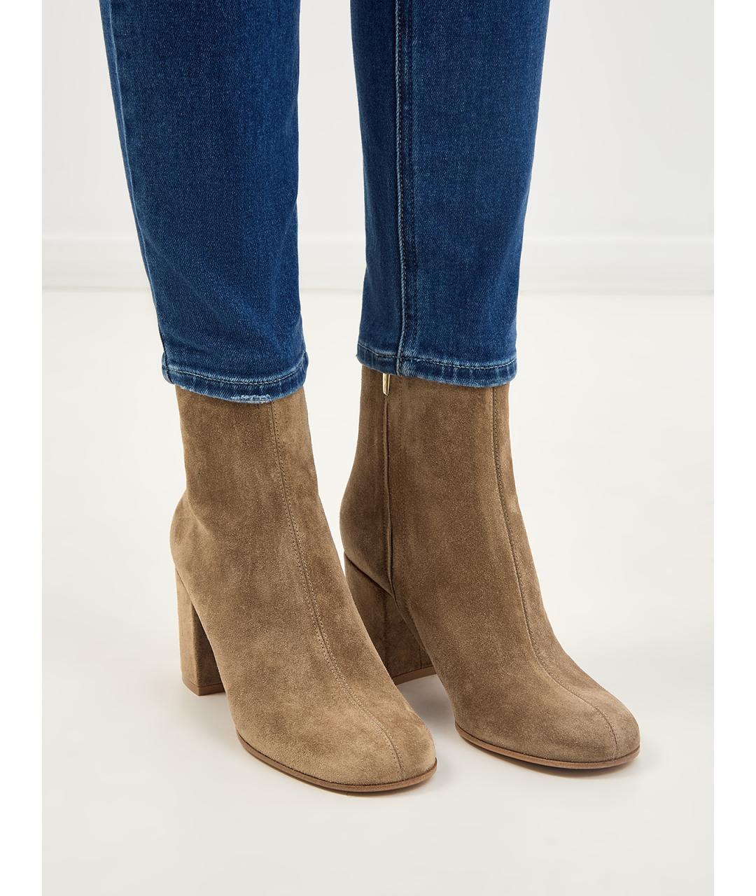 GIANVITO ROSSI Коричневые замшевые ботильоны, фото 2