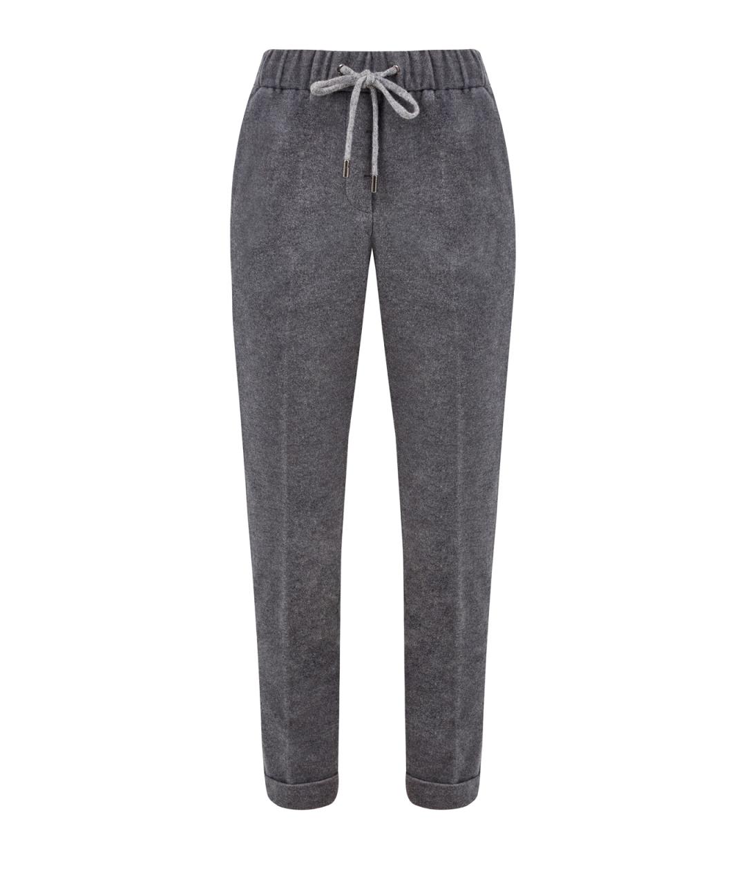 PESERICO Серые хлопковые брюки узкие, фото 1