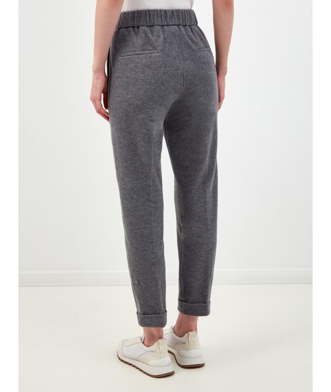 PESERICO Серые хлопковые брюки узкие, фото 4