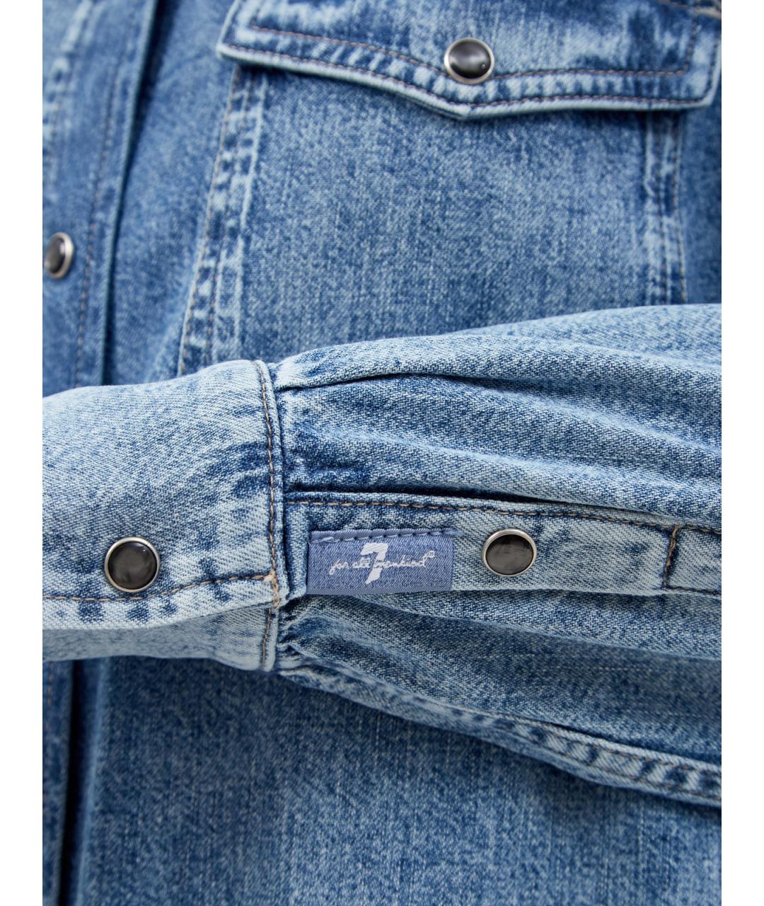 7 FOR ALL MANKIND Синяя хлопковая рубашка, фото 3
