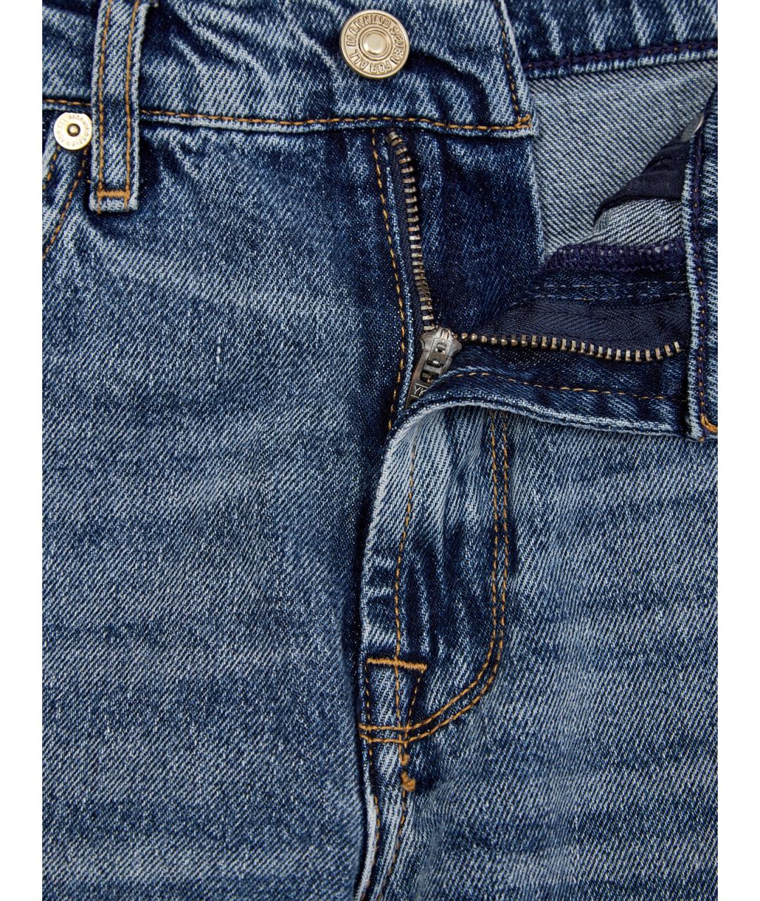 7 FOR ALL MANKIND Синие хлопковые прямые джинсы, фото 6