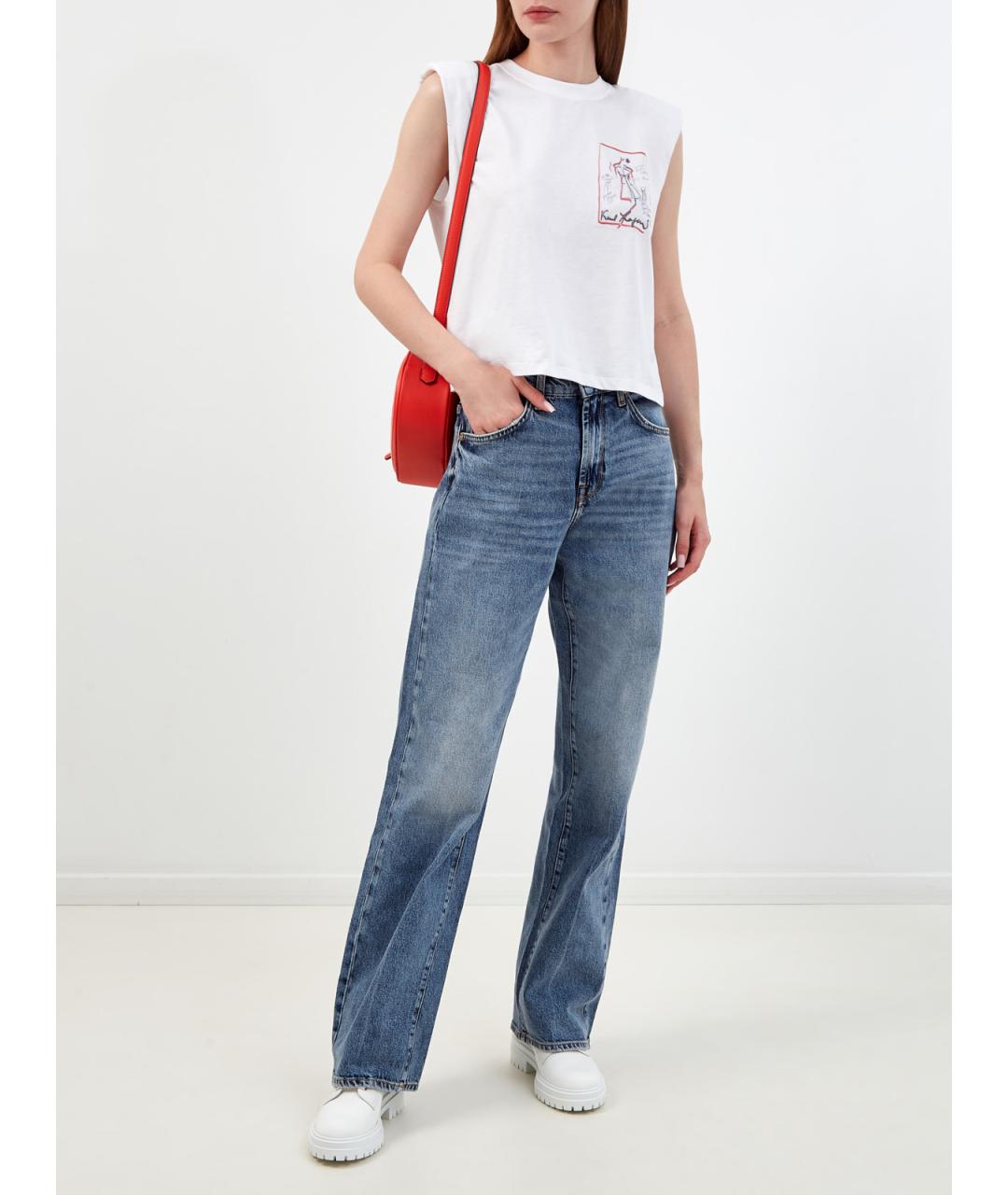 7 FOR ALL MANKIND Синие хлопковые прямые джинсы, фото 2