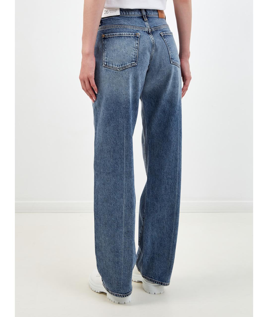 7 FOR ALL MANKIND Синие хлопковые прямые джинсы, фото 4