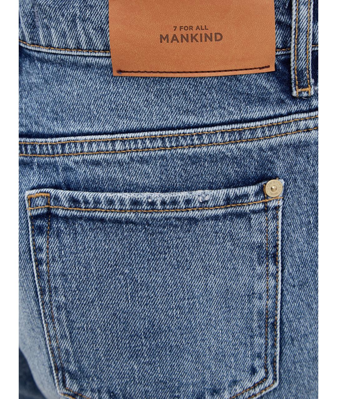 7 FOR ALL MANKIND Синие хлопковые прямые джинсы, фото 5