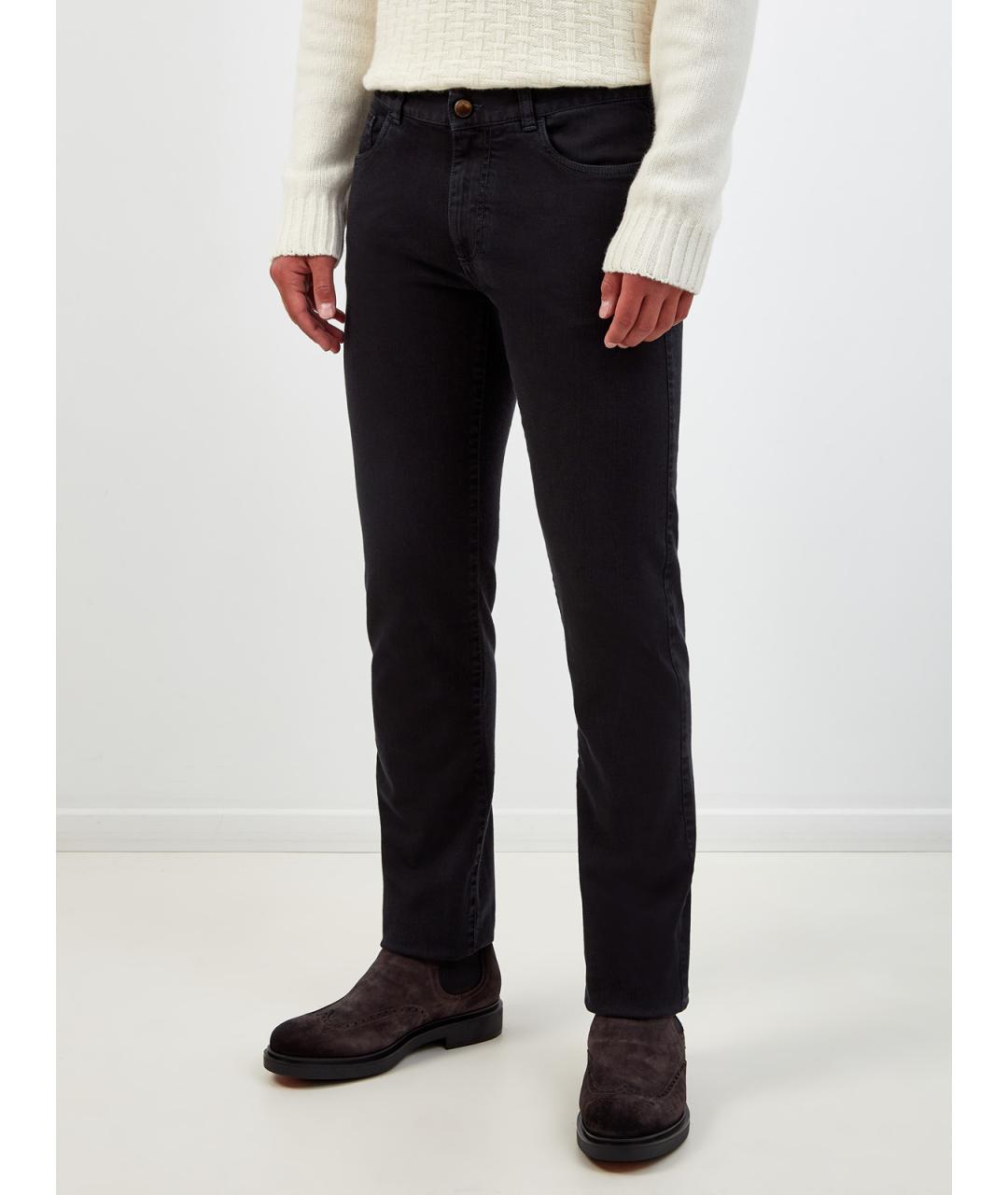 CANALI Черные хлопковые джинсы скинни, фото 3