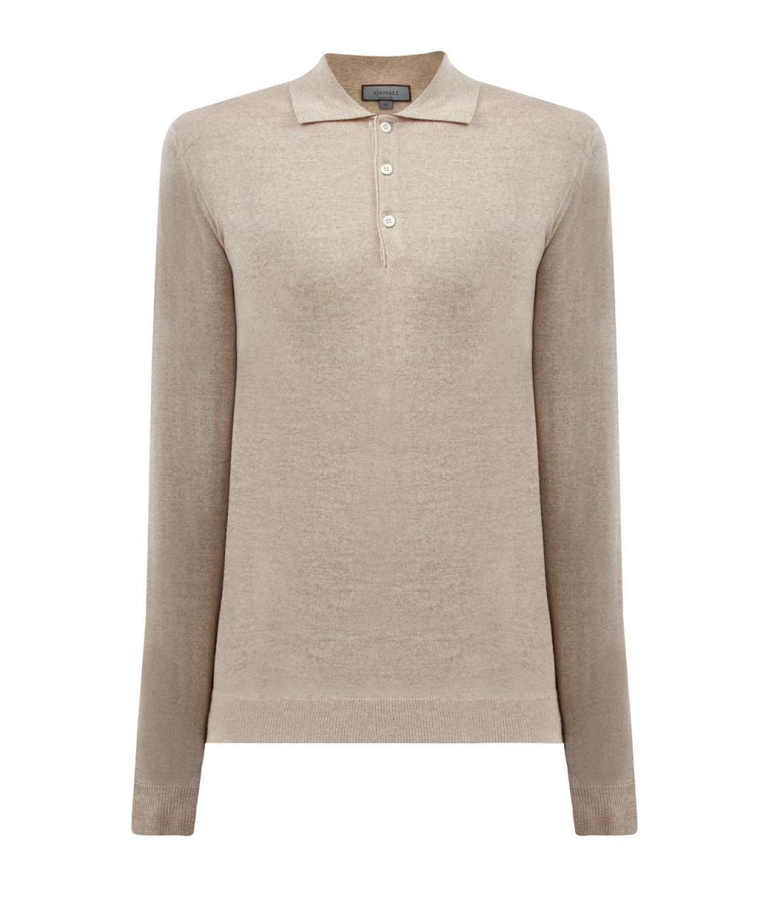 CANALI Бежевое поло с длинным рукавом, фото 1